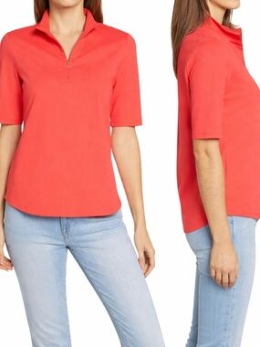 TOMMY BAHAMA  Coral Orange Aubrey IslandZone® Half Zip Women's Top US Sz XL NWT